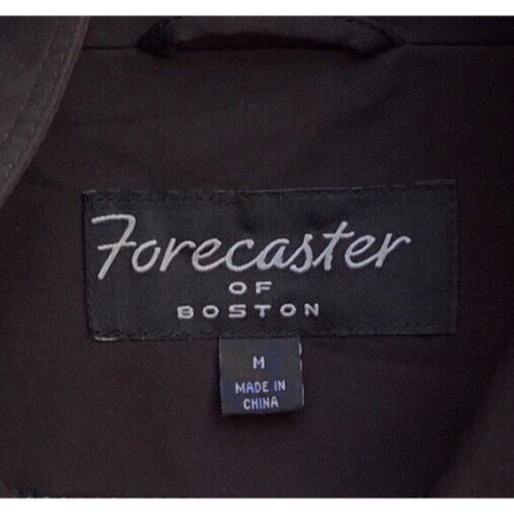 Forcaster of Boston Hooded Black Rain Coat Quilted Lining Cinched Waist M - Picture 7 of 11